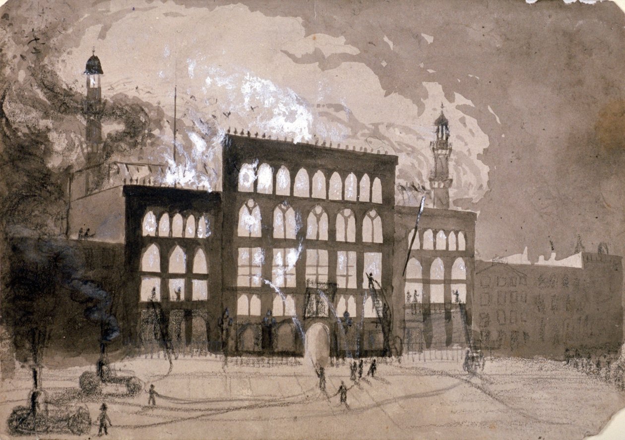 Brand ved Alhambra Theatre, Leicester Square, London, 1882 1883 af William Dickes