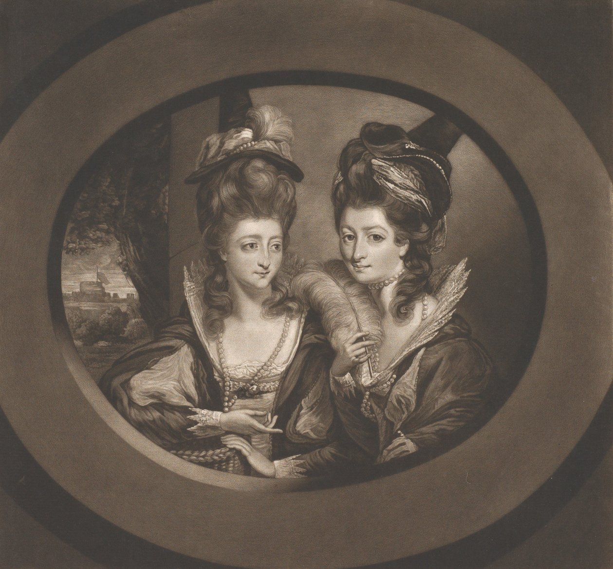 Mrs. Gwyn & Mrs. Bunbury i Characters of The Merry Wives of Windsor, 1780.. af William Dickinson