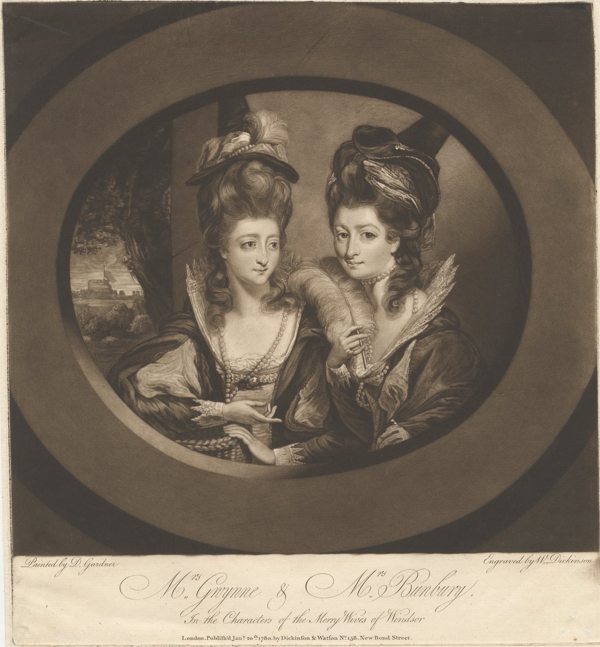 Mrs. Gwynne og Mrs. Bunbury i Characters of the Merry Wives of Windsor af William Dickinson