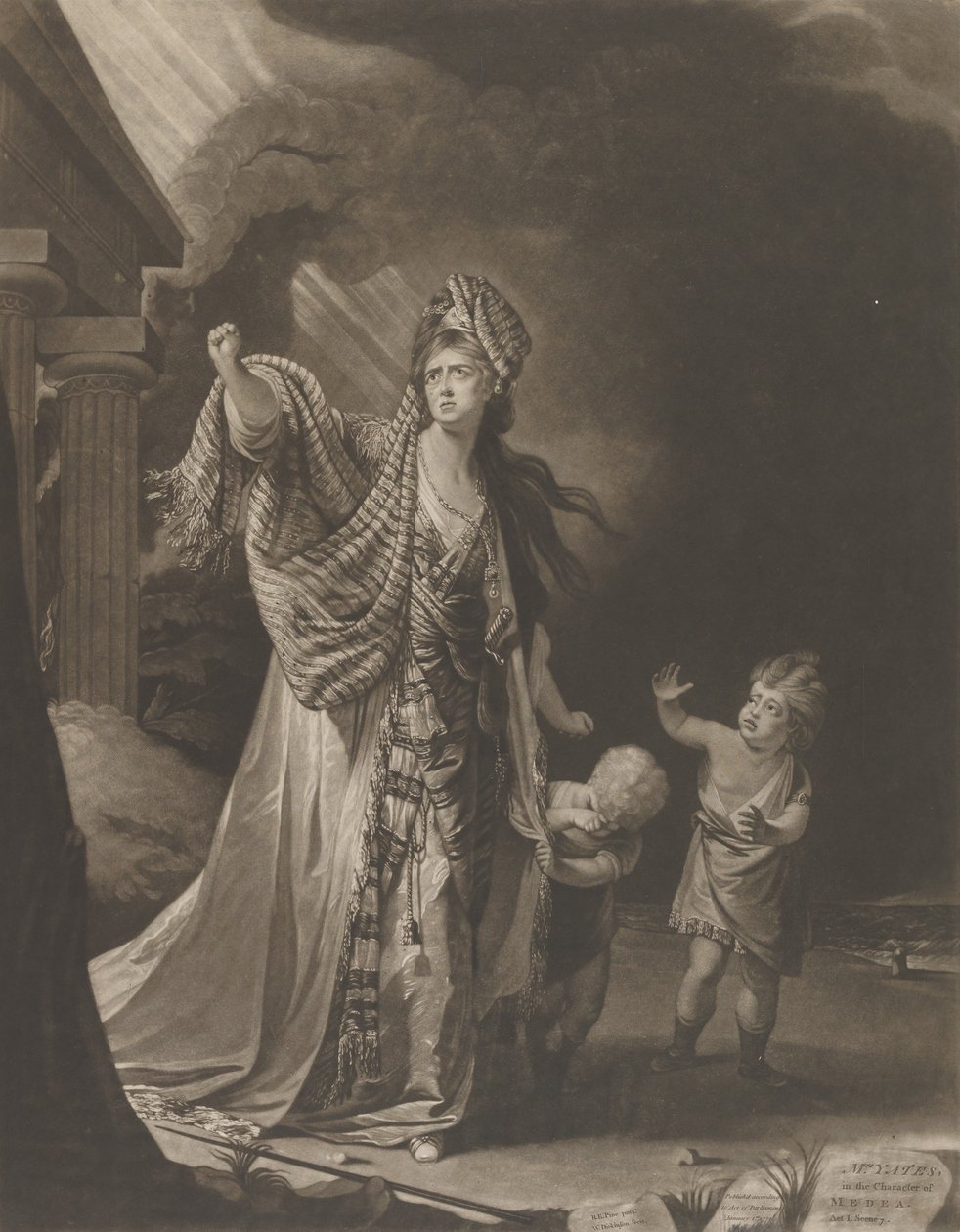 Mrs. Yates i Medeas karakter, 1771. af William Dickinson