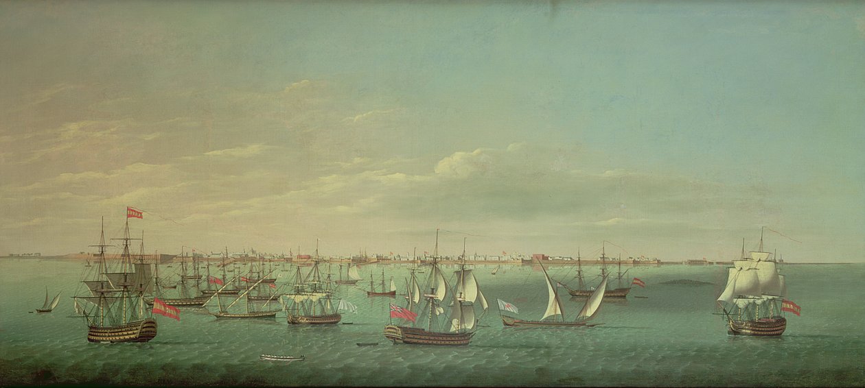Britiske, franske, portugisiske og spanske købmænd og krigsmænd ud for Cadiz af William Dixon
