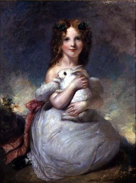 Portræt af Dora Louisa Grant med en kanin i hånden af William Dyce