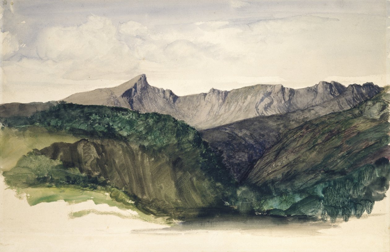 Study of a Distant Range of Mountains, 1860 (akvarel på papir) af William Dyce