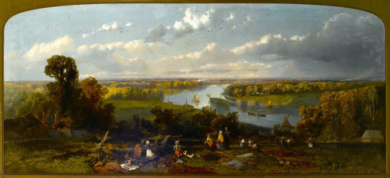 Picnic på Richmond Hill med udsigt over Themsen, Surrey af William E. Jones