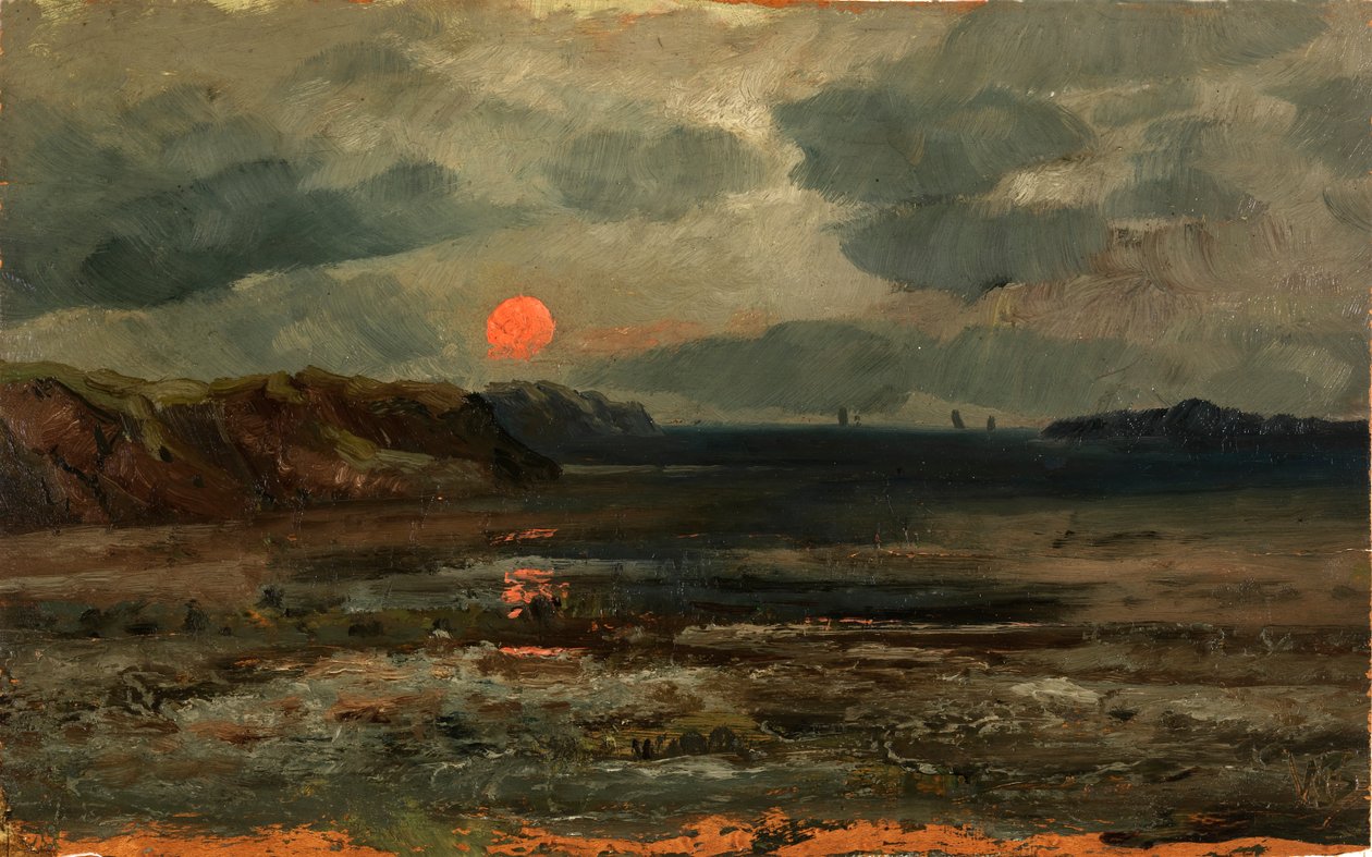 Solopgang over fiskevande--Maine, ca. 1880. af William E. Norton