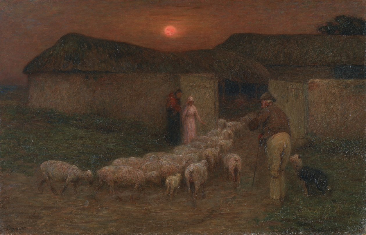 Folding Time, ca. 1900 (olie på lærred) af William Edward Stott