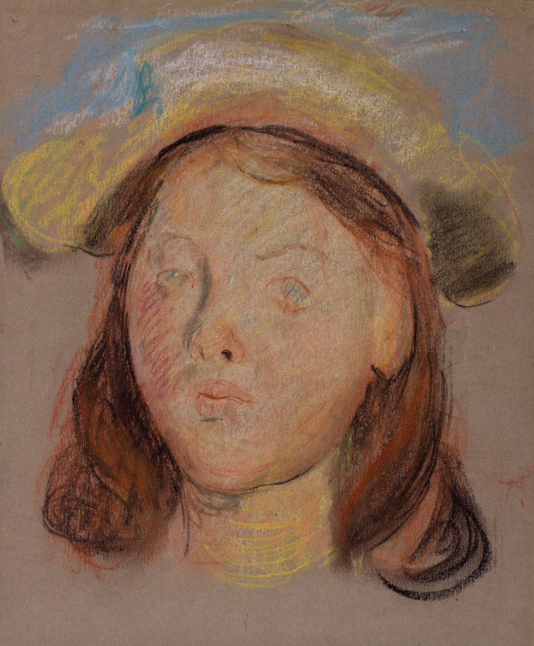 Hoved af en pige (kul og pastel på papir) af William Edward Stott