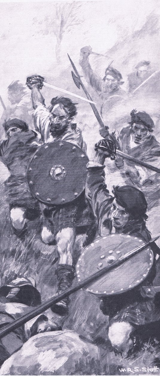 The Highlanders at the Battle of Killiecrankie, illustration fra British Battles on Land and Sea, 1915 af William Edward Stott