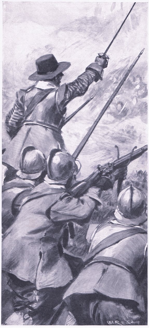 The Lowlanders at the Battle of Killiecrankie, illustration fra British Battles on Land and Sea, 1915 af William Edward Stott