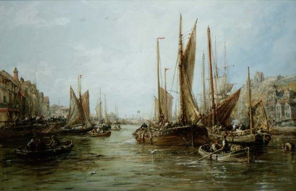 Kajkant med fiskerbåde af William Edward Webb