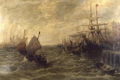 Windy Day, Peel Harbour, Isle of Man af William Edward Webb