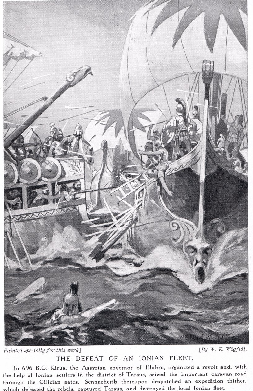 Nederlaget for en jonisk flåde, illustration fra "Hutchinson