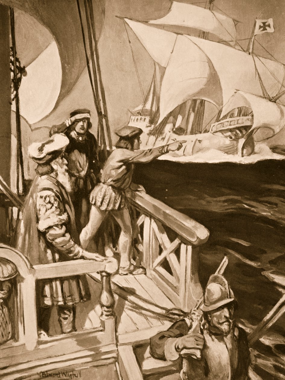 Vasco Da Gama runder Kap det Gode Håb af William Edward Wigfull