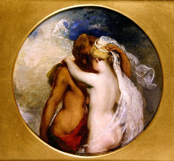 Nymfe og Satyr (olie på panel) (se også 352441) af William Etty