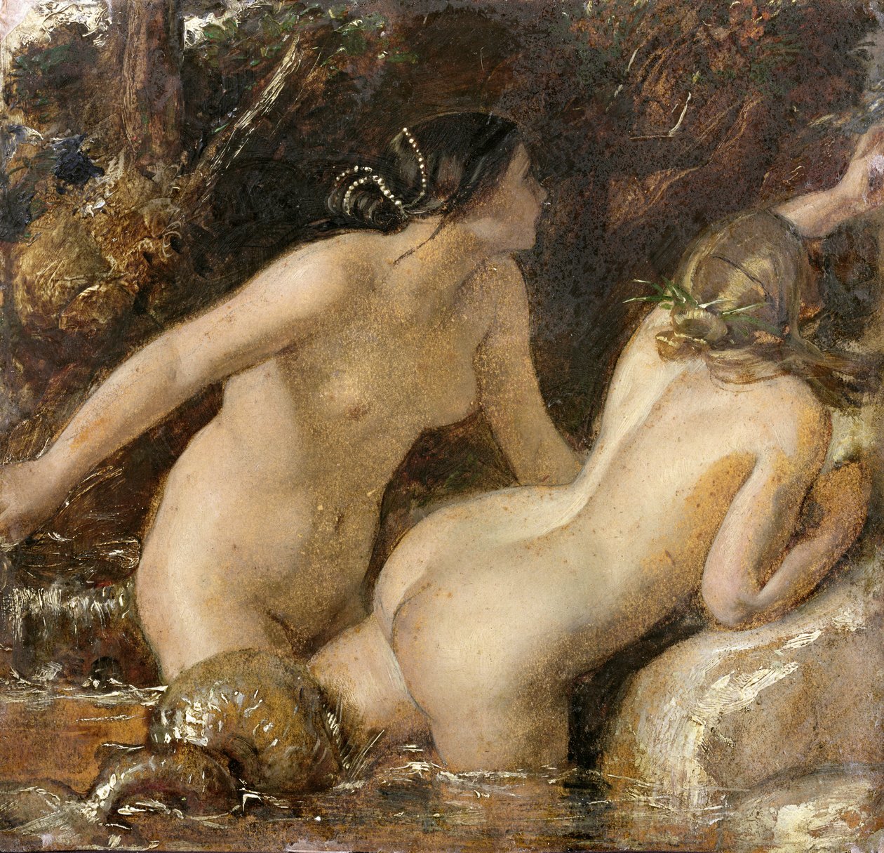Nymfer med et havmonster (olie på papir) af William Etty