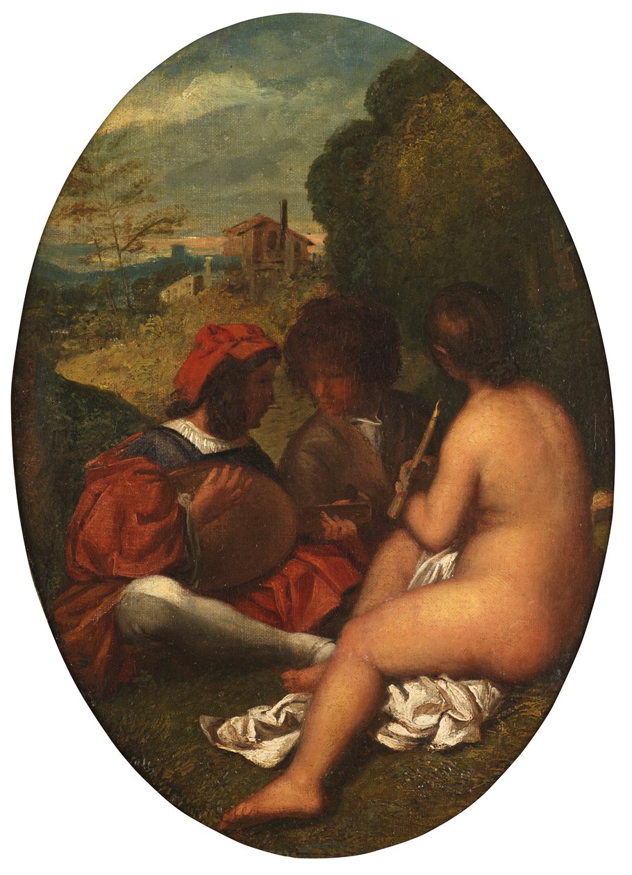 Pastoralkoncert, efter Titian (olie på lærred fastgjort på panel) af William Etty