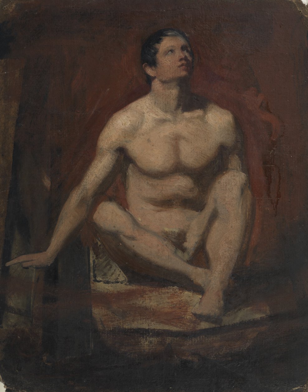 Siddende mand nøgen, set forfra af William Etty