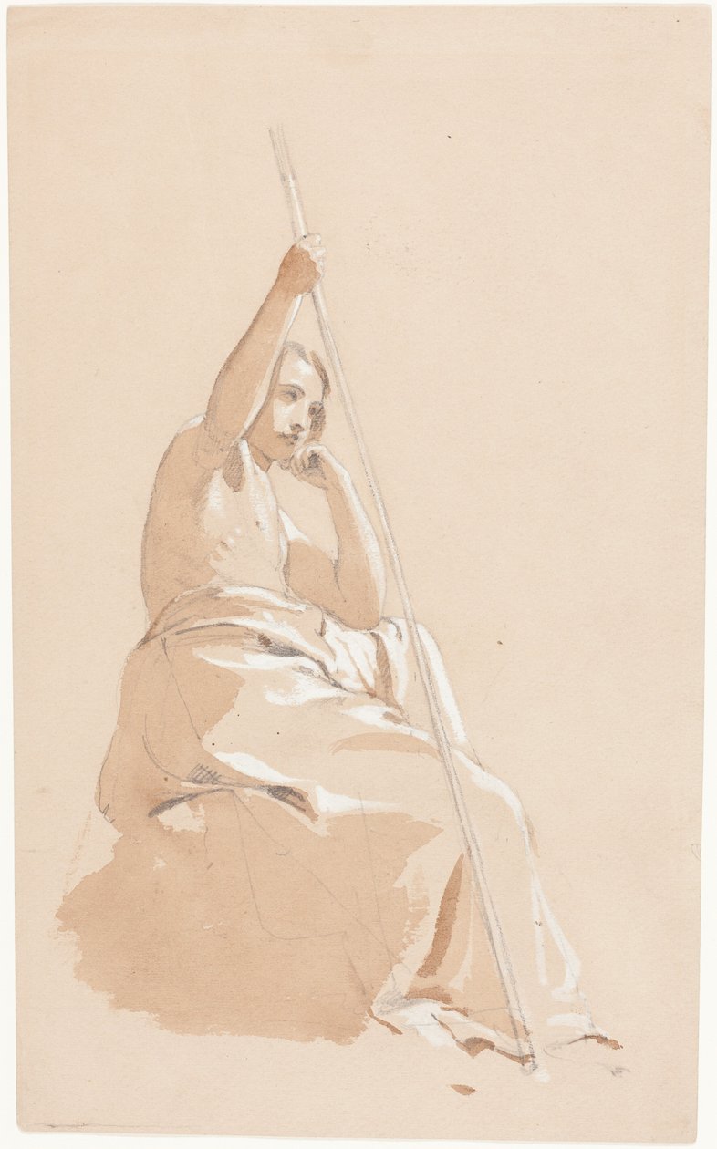 Siddende ung mand med en stav af William Etty