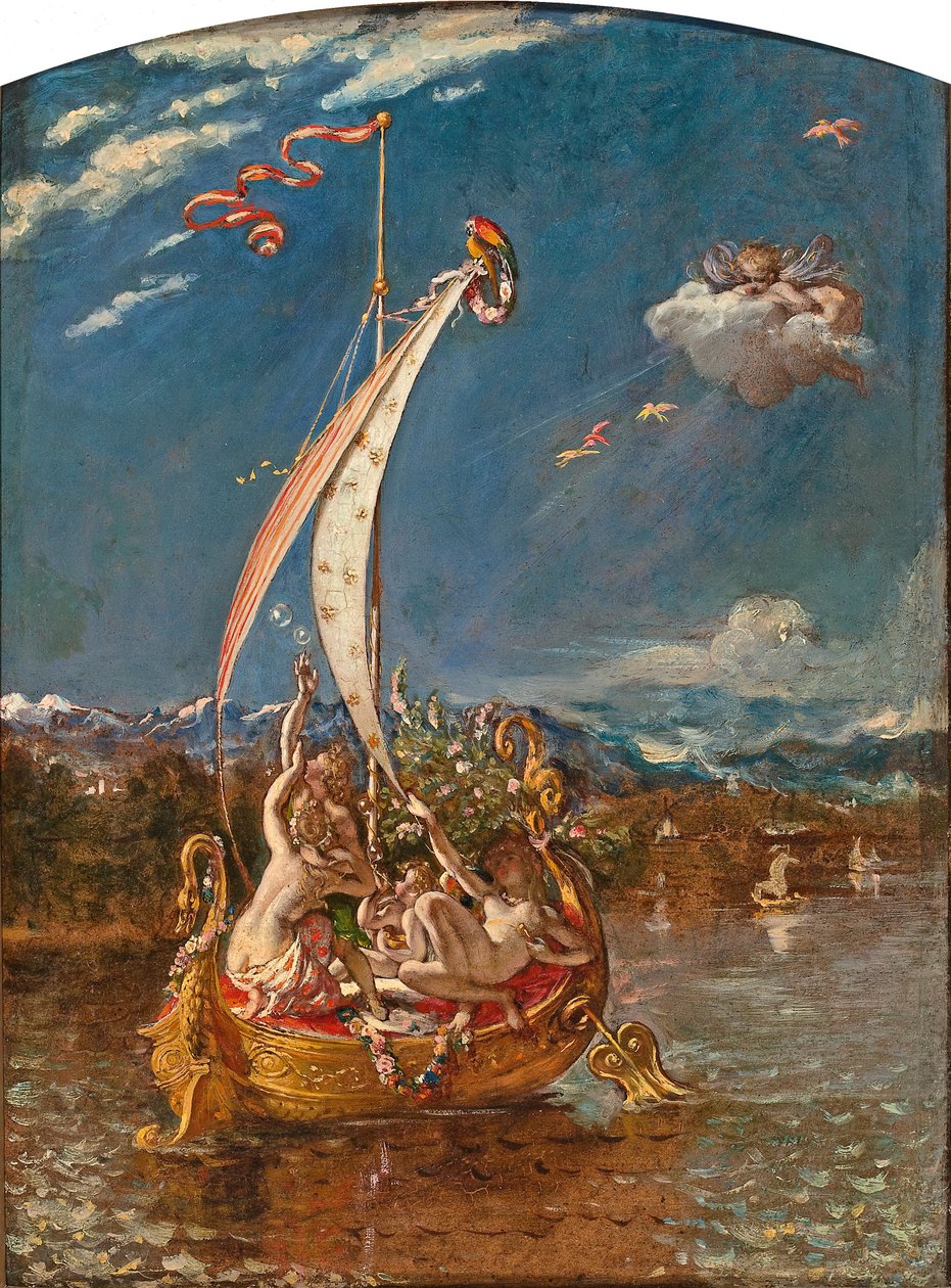 Studie til ungdom ved stævnen og fornøjelse ved roret af William Etty