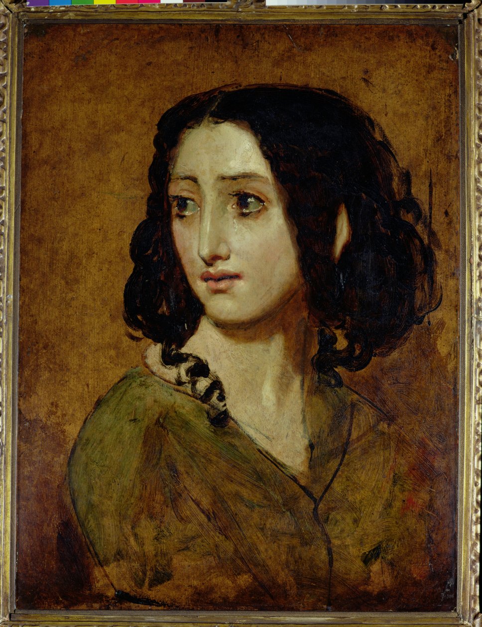 Studie af Mlle Rachel (olie på møllekarton) af William Etty