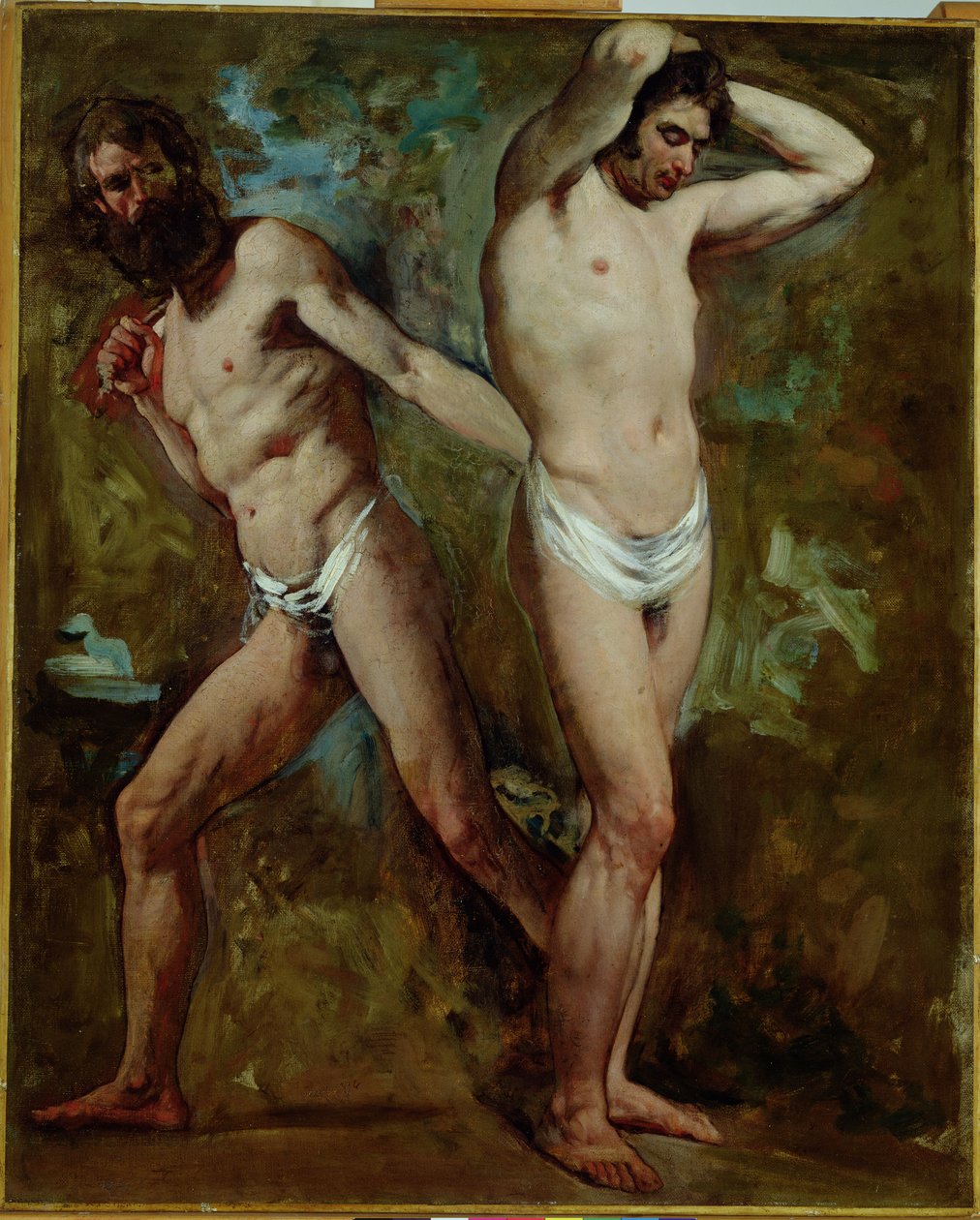 To stående mandlige nøgenbilleder (olie på lærred) af William Etty