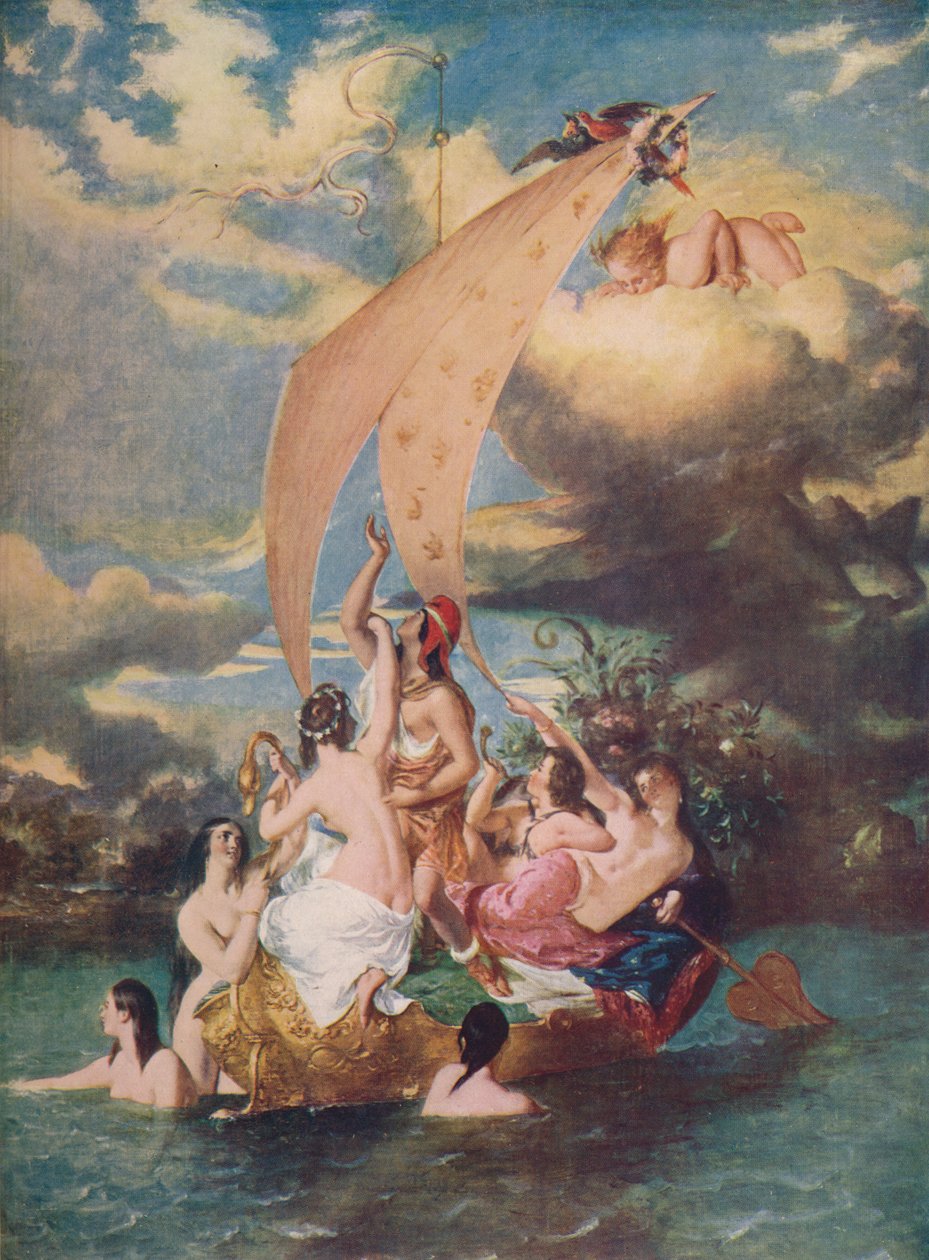 Ungdom på stævnen og fornøjelse ved roret, 1830-32, c1915 af William Etty