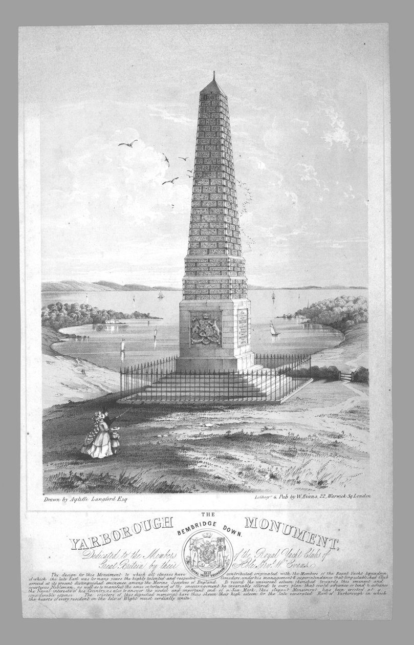 Yarborough-monumentet, Bembridge Down, slutningen af det 19. århundrede. af William Evans