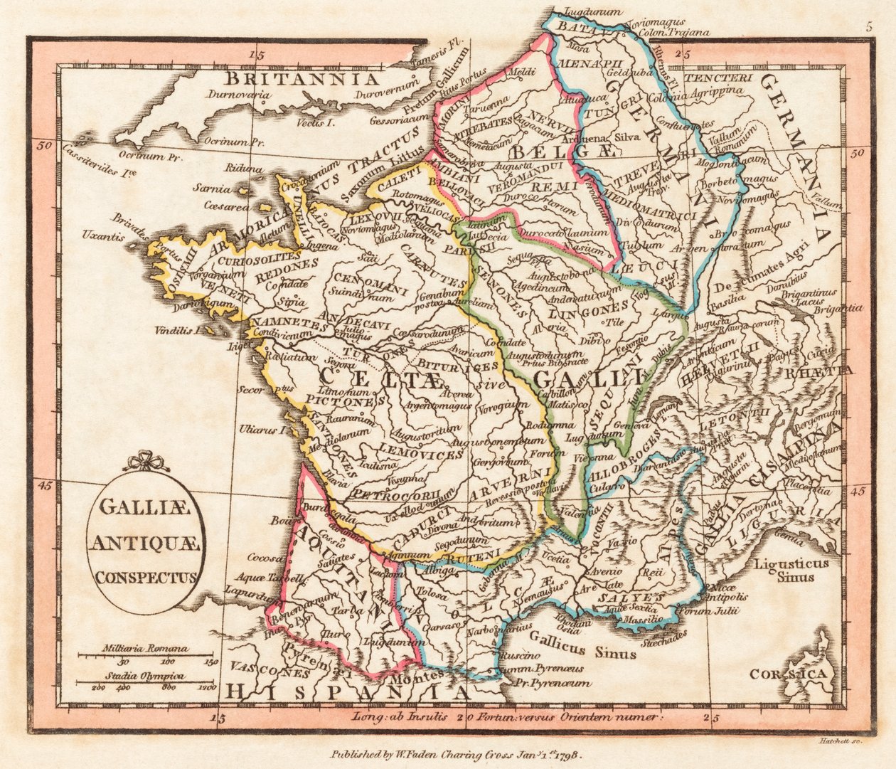 Oldtidens Gallien. Kort. af William Faden