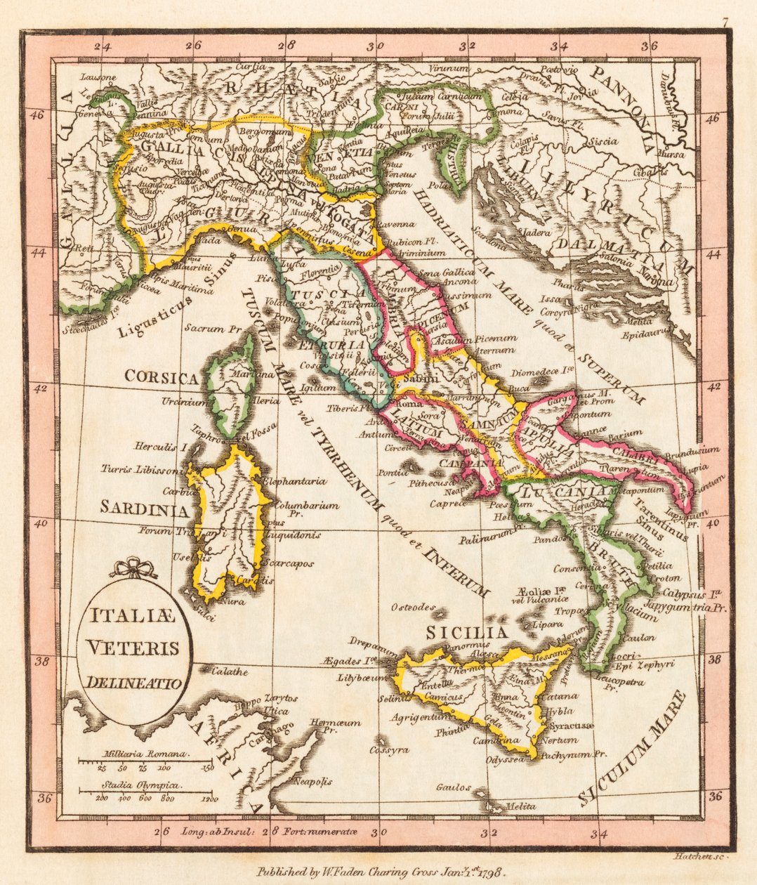 Det gamle Italien. Kort. af William Faden