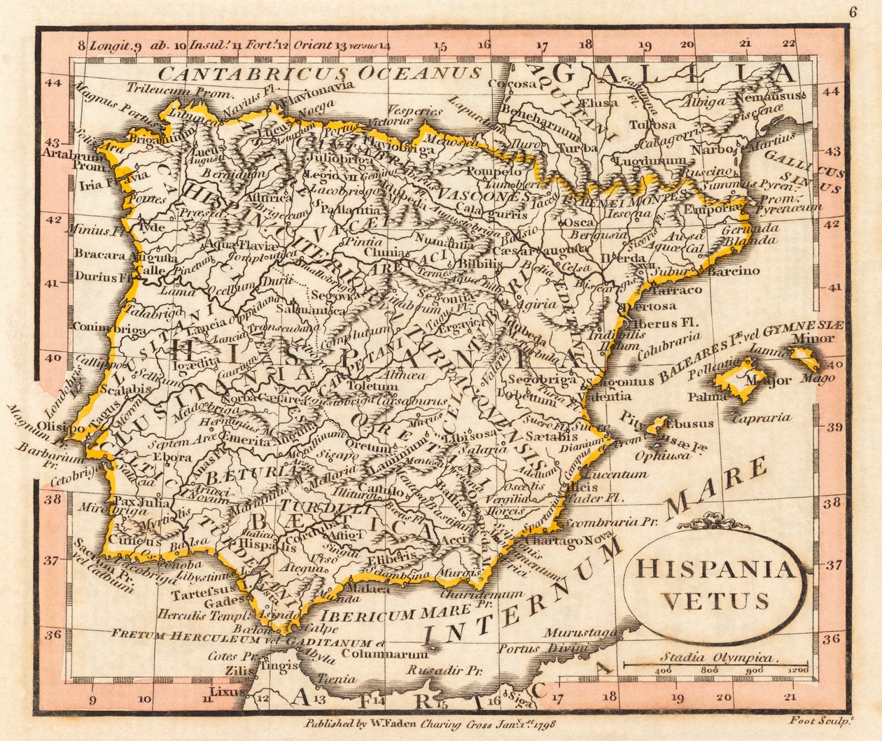 Det gamle Spanien og Portugal. Kort. af William Faden