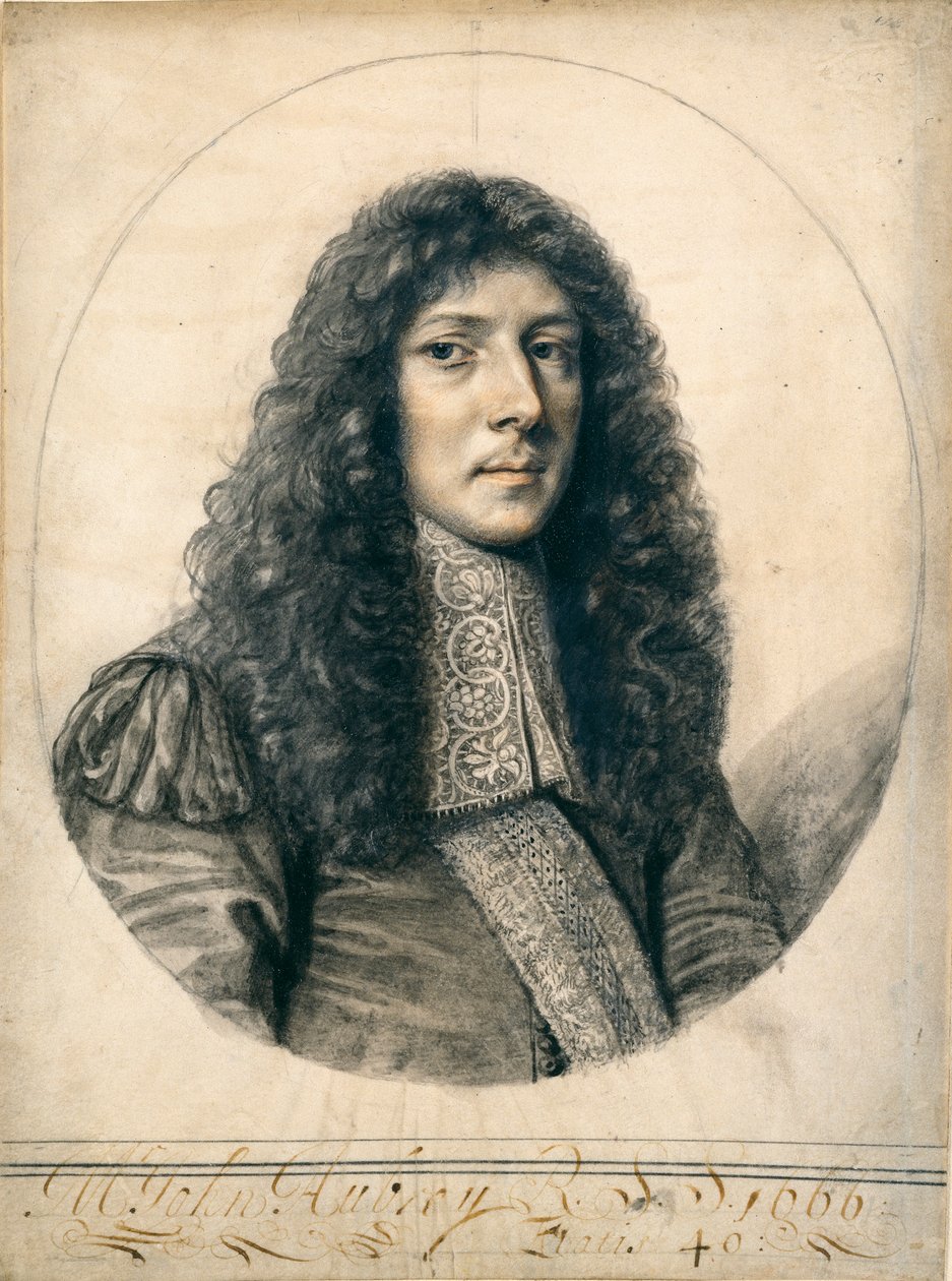 Portræt af John Aubrey, 1666 af William Faithorne