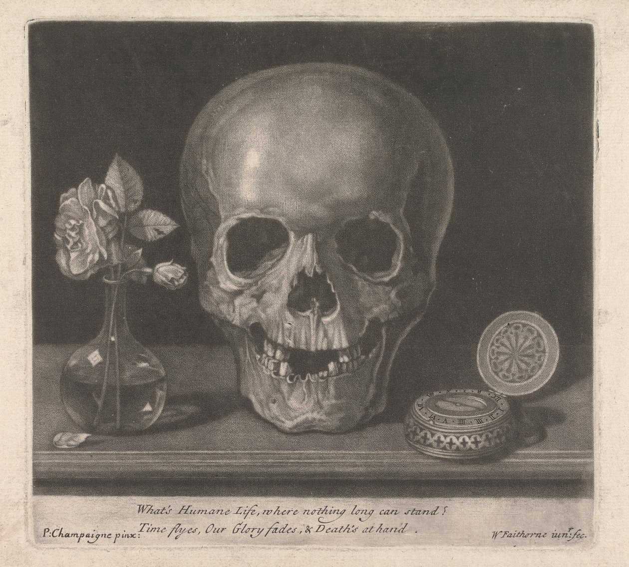 Hvad er menneskeligt liv, hvor intet kan holde til længe? Tiden flyver, vores herlighed svinder, og dødsfald nærmer sig. af William Faithorne