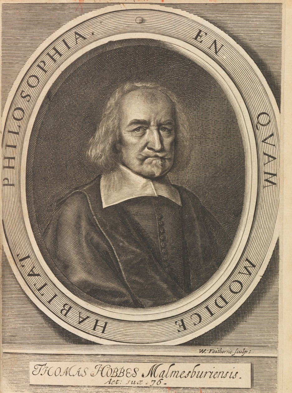 Portræt af Thomas Hobbes 1588-1679, 1642. af William Faithorne the Elder