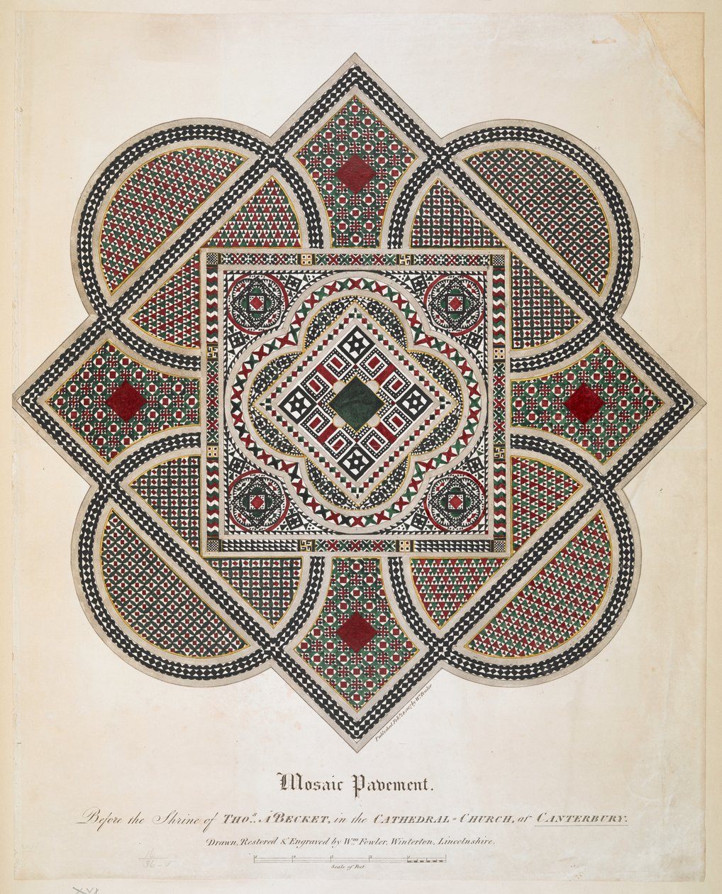 Mosaikbelægning foran Thomas A Beckets helligdom i katedralkirken i Canterbury af William Fowler
