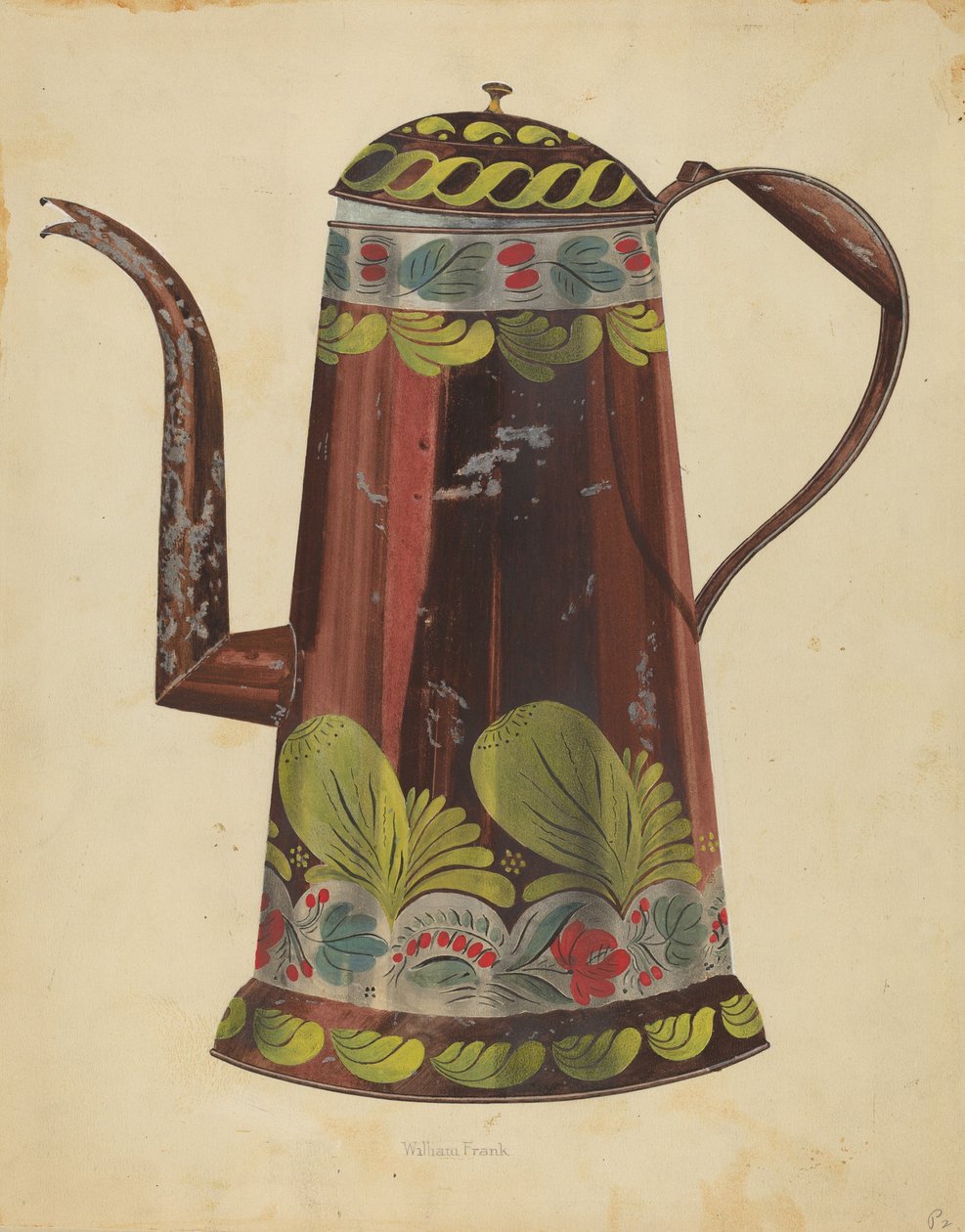 Toleware tin kaffekande, ca. 1937. af William Frank
