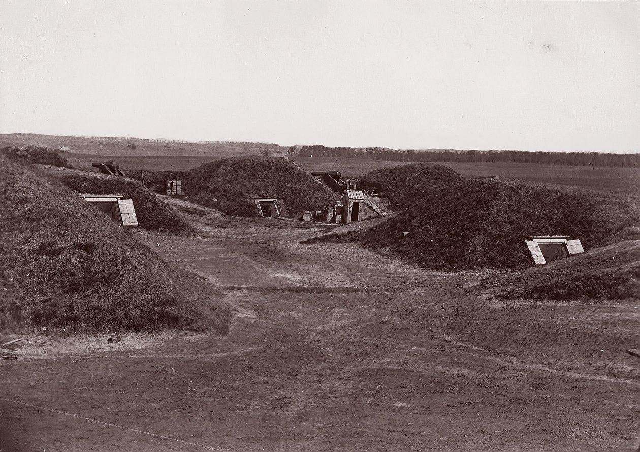 Fort Darling, James River, CA. 1865. af William Frank Browne