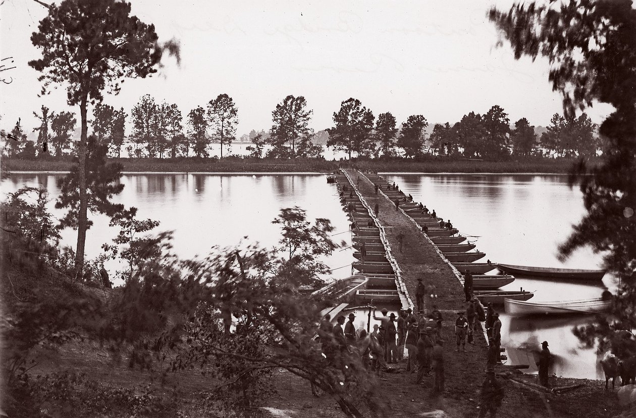 Pontonbro over James River, ca. 1864. af William Frank Browne