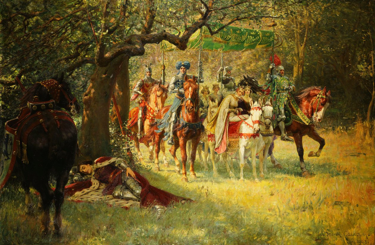 Hvordan fire dronninger fandt Sir Lancelot sovende af William Frank Calderon