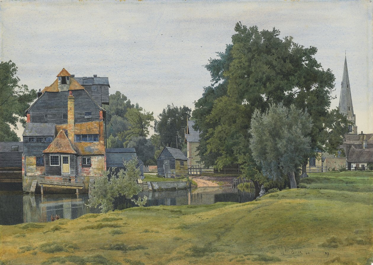 Houghton Mill, nær St Ives, Huntingdonshire, 1889 af William Fraser Garden