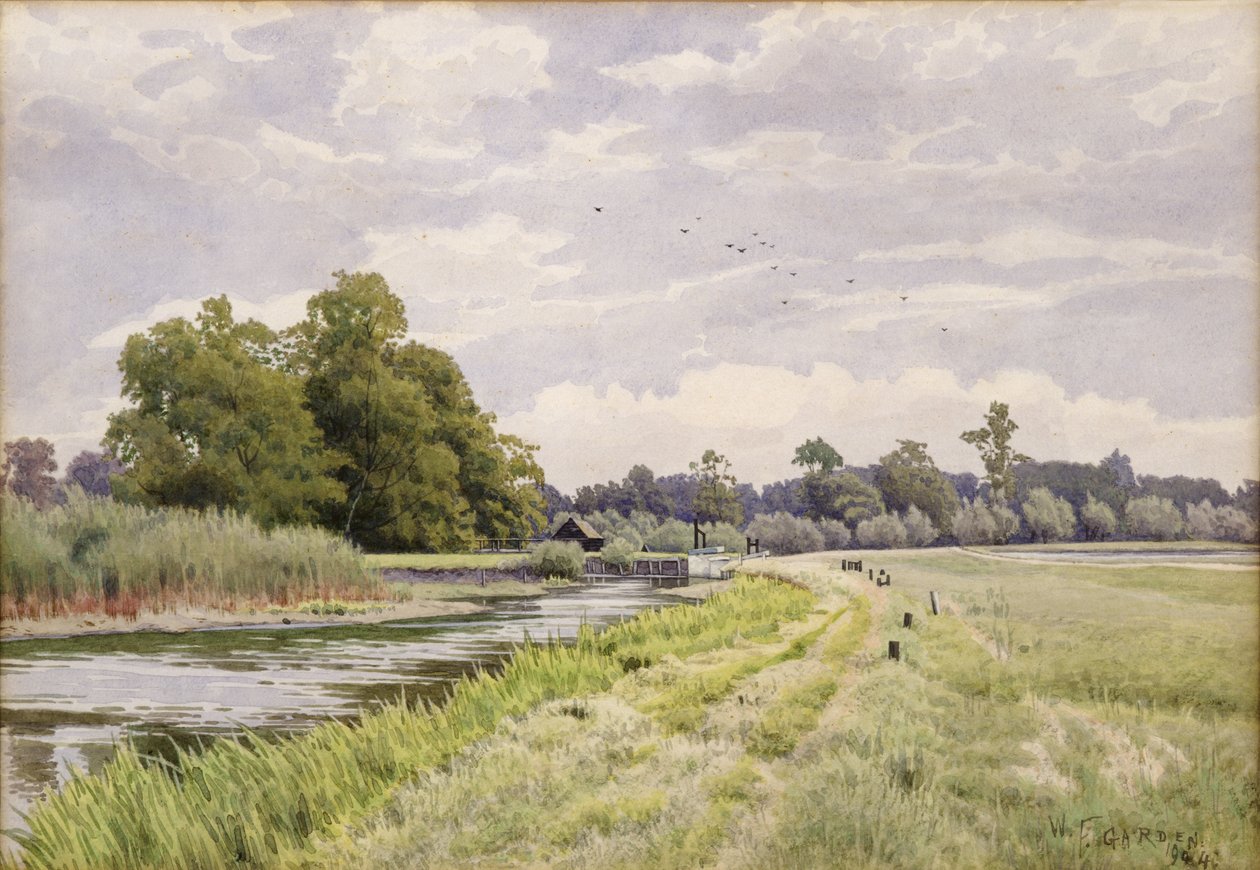 Ved floden Ouse, Hemingford Grey, 1904 af William Fraser Garden