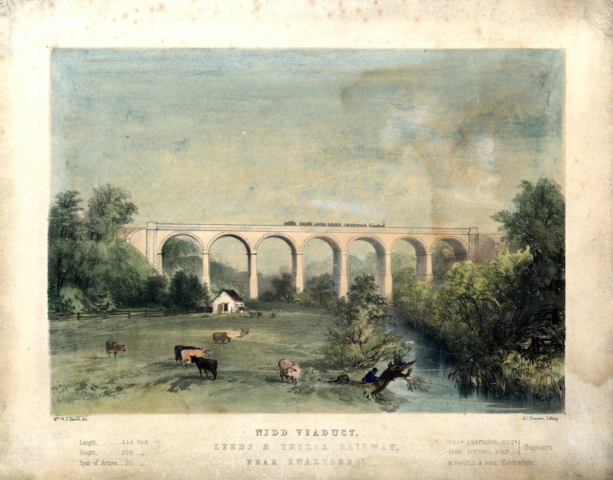 Nidd Viaduct, Leeds and Thirsk Railway, nær Knaresbro