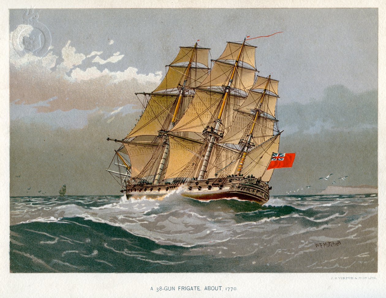 En Royal Navy 38 kanonfregat, c1770 c1890-c1893 af William Frederick Mitchell