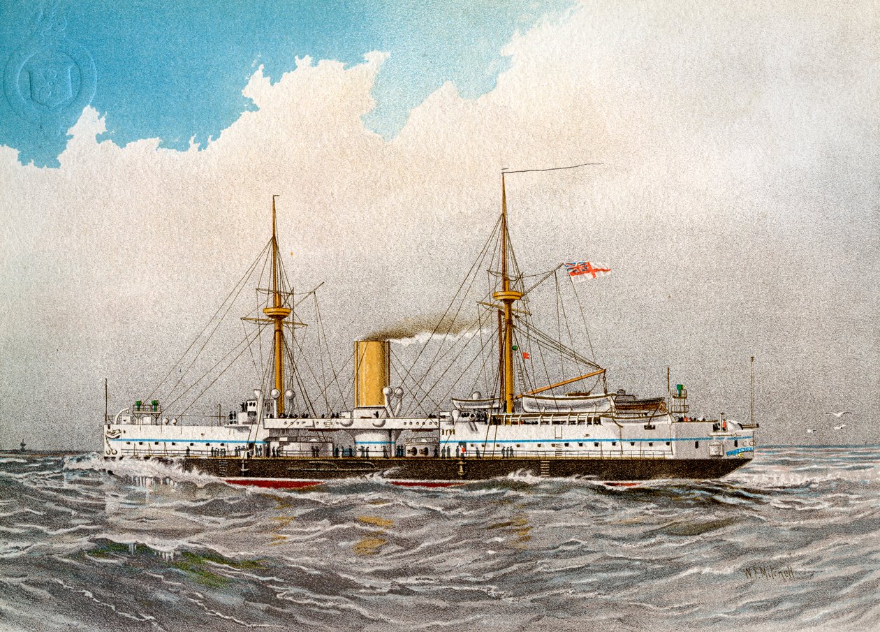HMS Colossus, Royal Navy 2. klasse slagskib, c1890-c1893 af William Frederick Mitchell