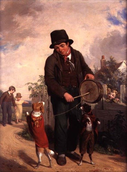 Den spadserende spiller (olie på panel) af William Frederick Witherington