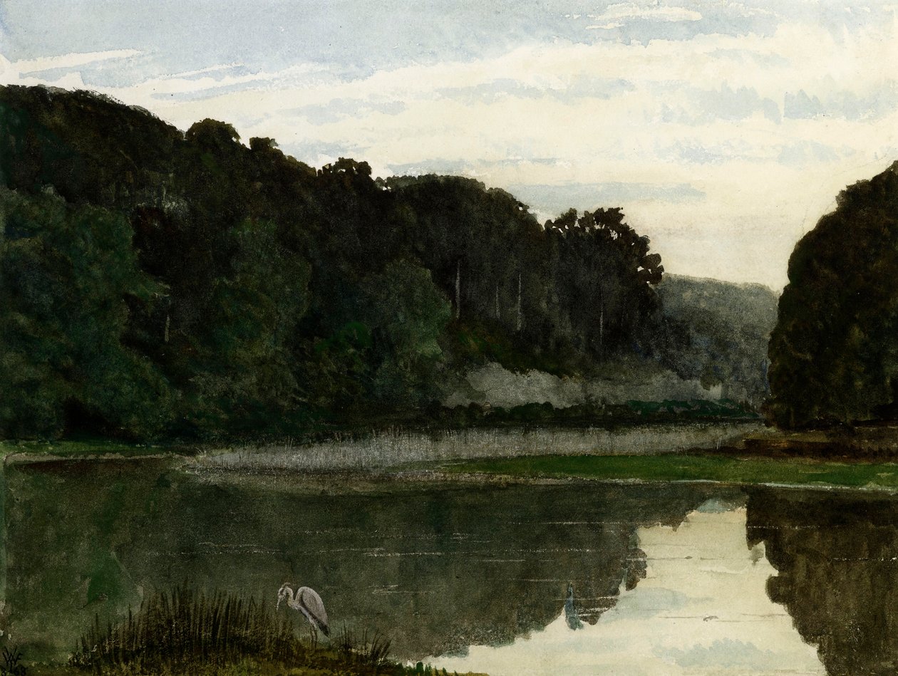 Landskab med fiskehejre, 1868 af William Frederick Yeames