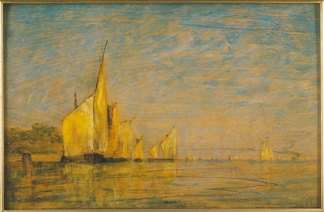 En gruppe både, Venedig af William Gedney Bunce