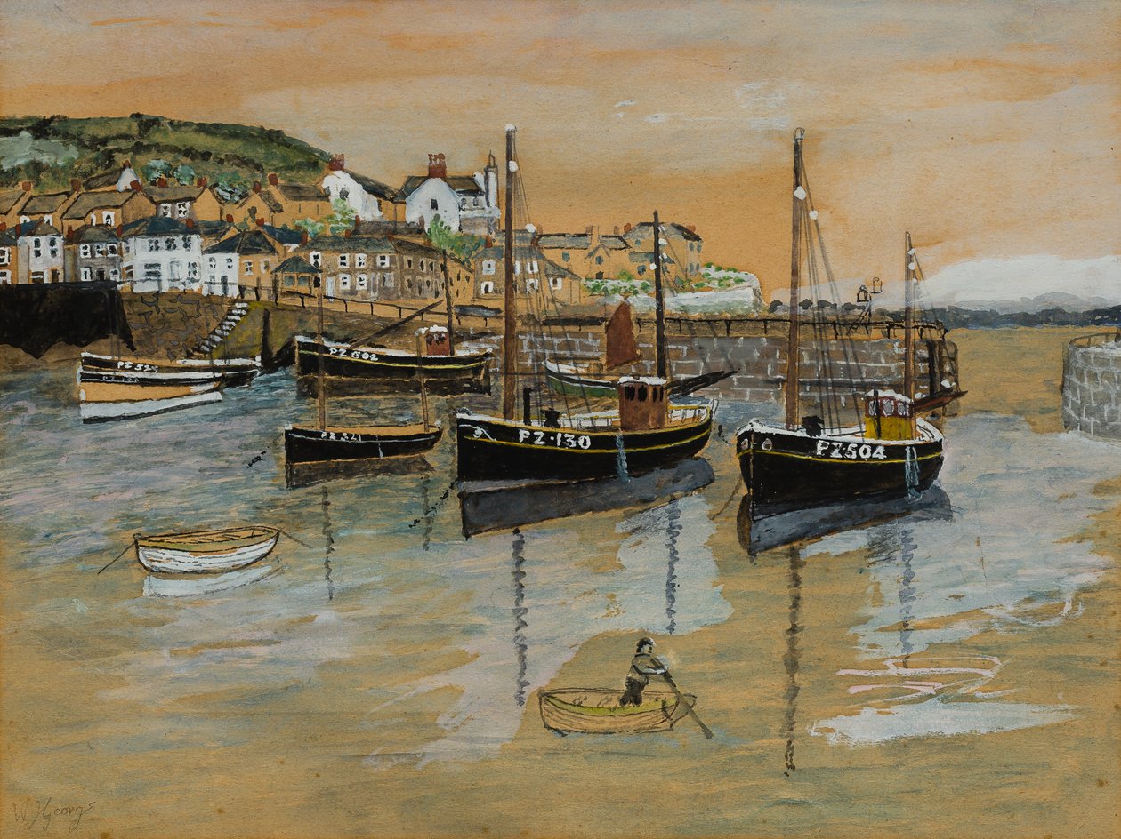 Musehulshavn (wc & gouache på papir) af William George