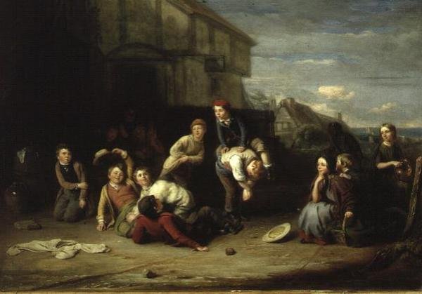Leap-frog, ca. 1852 (olie på panel) af William Gill