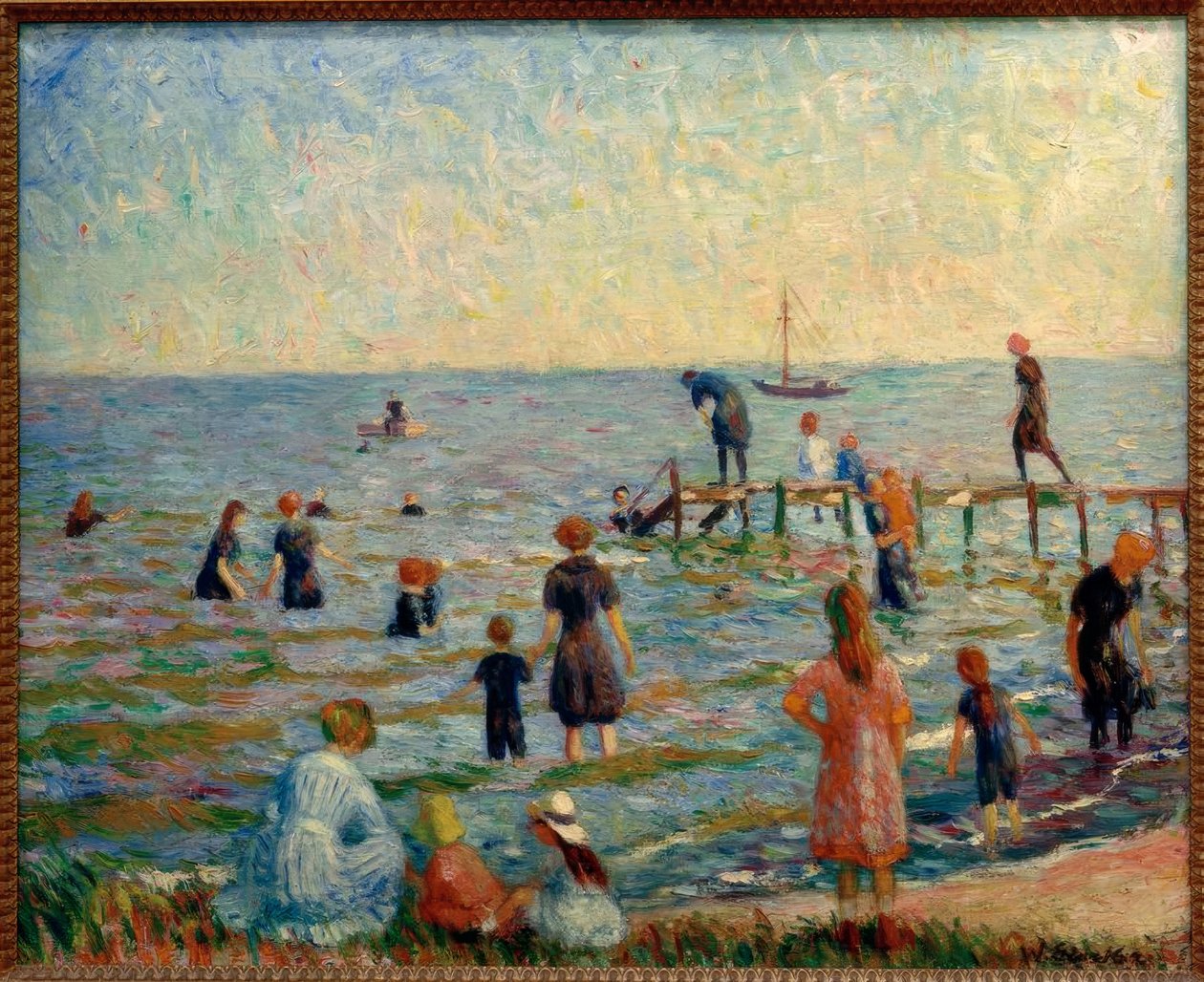 Baden i Bellport, Long Island af William Glackens