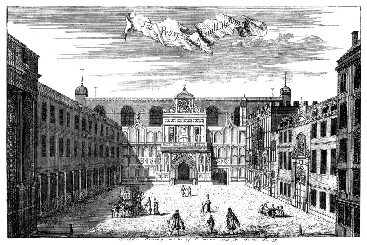Prospect of Guildhall, City of London, 1755 1886. af William Griggs